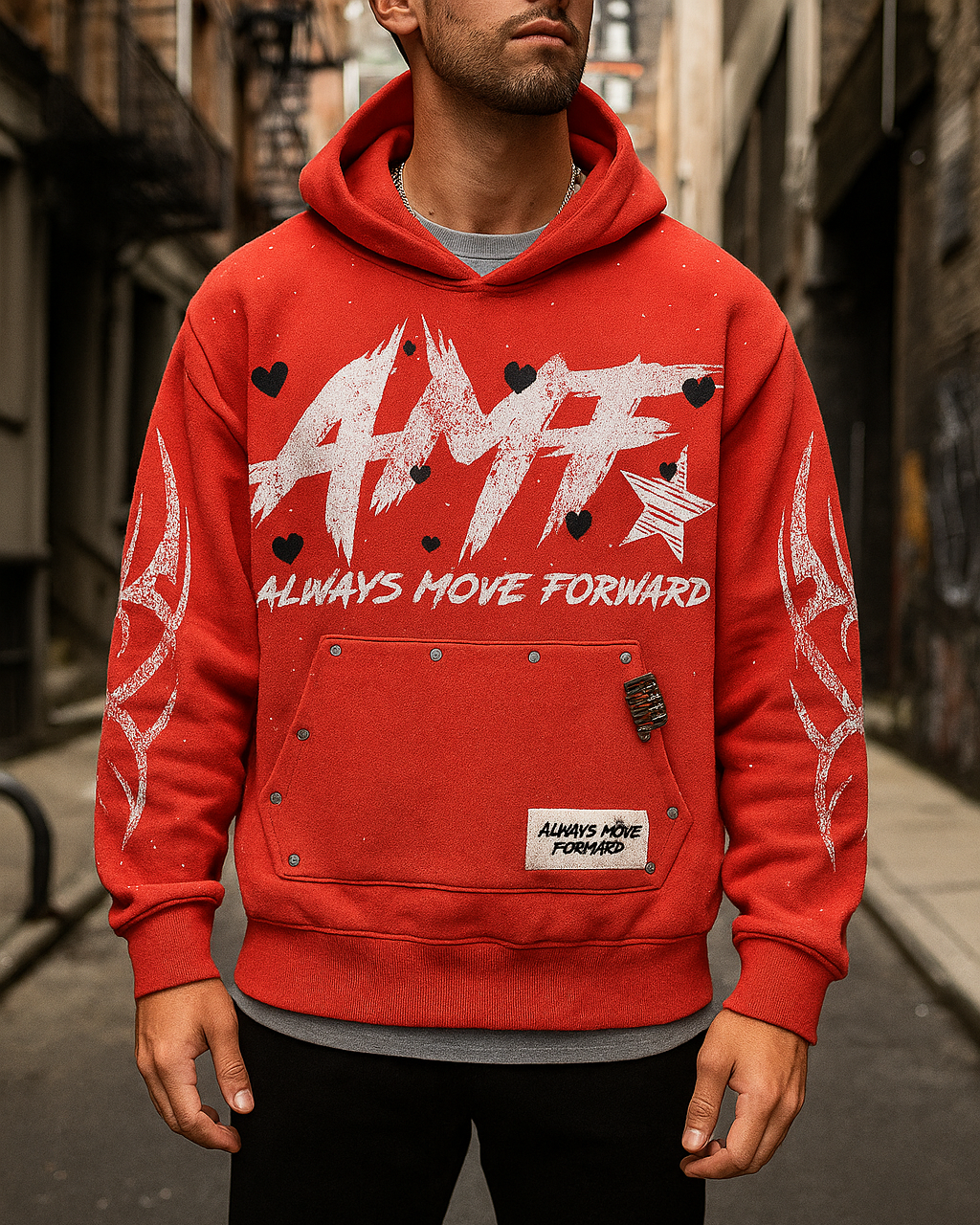 Red Always Move Forward Hoodie